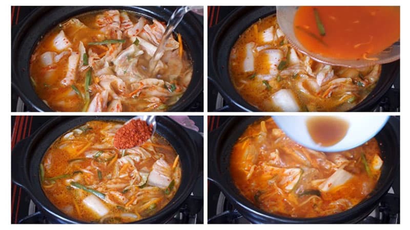 Bước 4: Nấu canh kim chi Hàn Quốc
